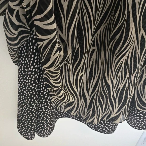 Coldwater Creek Silk Blend Dress Black White Cowl Neck Sleeveless P10 - Picture 5 of 10